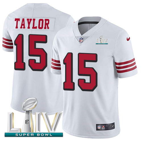 San Francisco 49ers Nike #15 Trent Taylor White Super Bowl LIV 2020 Rush Youth Stitched NFL Vapor Untouchable Limited Jersey